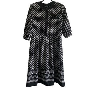 Vintage Breli Originals Black White Geometric Midi Dress USA Made Size 10